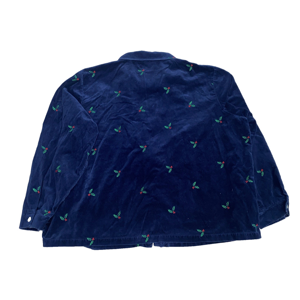 Quacker Factory Jacket Womens 3X Navy Blue Velvet Holly Oak Embroidered Holiday - Picture 4 of 6
